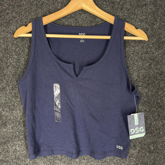 Tops - New DSD Cropped Top Women S Small Blue V-Neck Sleeveless Wide Strap Cotton